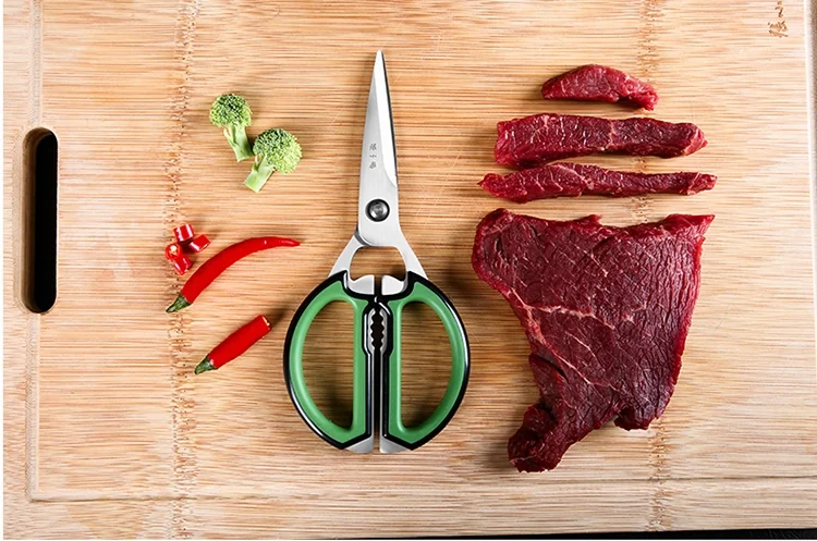 Zhang Xiao Quan Multi-purpose kitchen shears, Stainless steel chicken bone scissors, green detail image 8