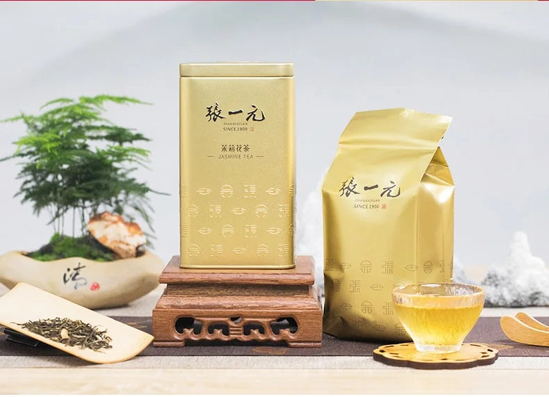 Zhang Yiyuan Special Jasmine Mao Jian Flower Tea Rich and long-lasting aroma on the lips Golden Can 200g detail image 1