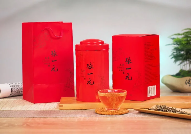 Zhang Yiyuan Gold Medal Tea Special Jasmine Longhao Long-steeped, fat, tender and even bright Chinese red canister 100g detail image 1