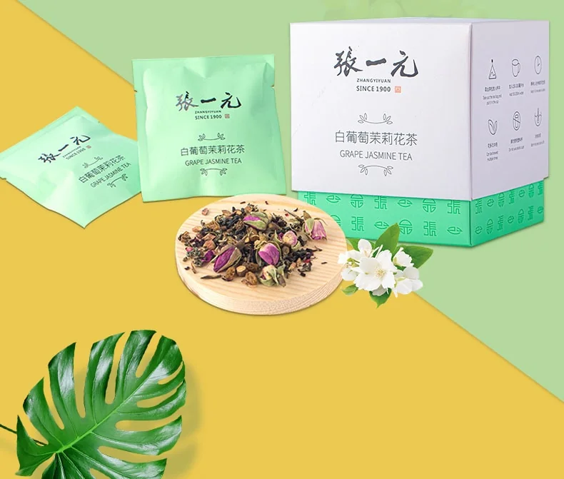 Zhang Yiyuan White Grape Jasmine Tea Sweet & Sour, Fruity, Elegant, Hot & Cold Bags 30g (10pcs) detail image 1