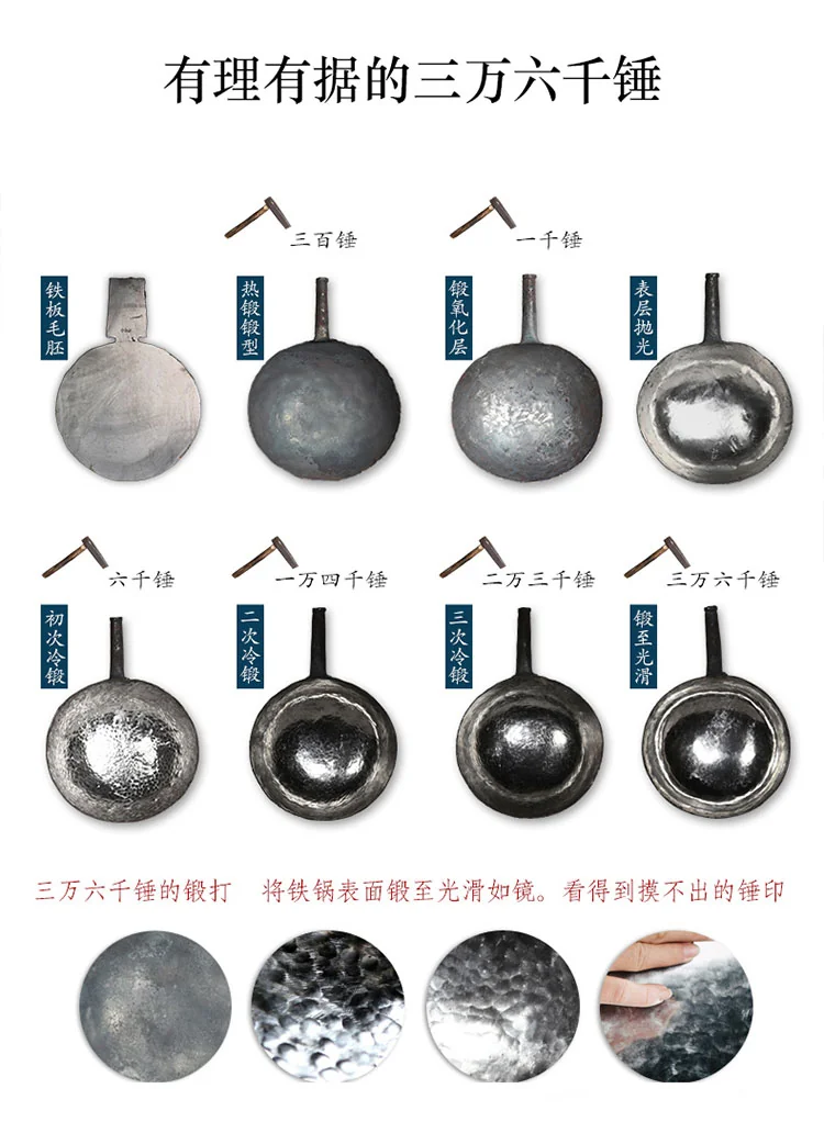 Zhensanhuan qingyin iron pot authentic Zhangqiu iron pot handmade cast iron pot uncoated light smoke and fuel saving special for open fire 30/32/34cm detail image 3