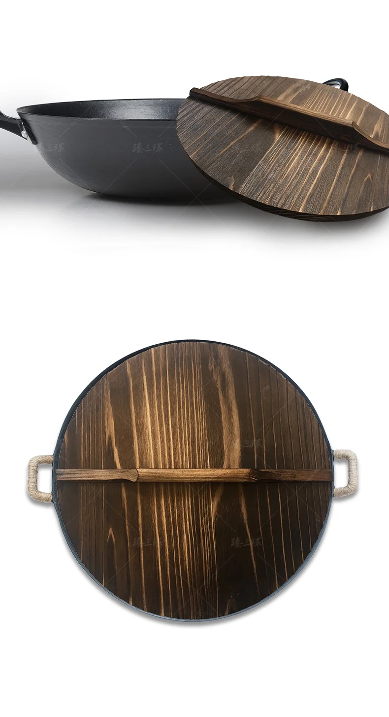 Zhensanhuan Zhangqiu iron pot special pot cover handmade, healthy and environmentally friendly 28/32/34CM detail image 3