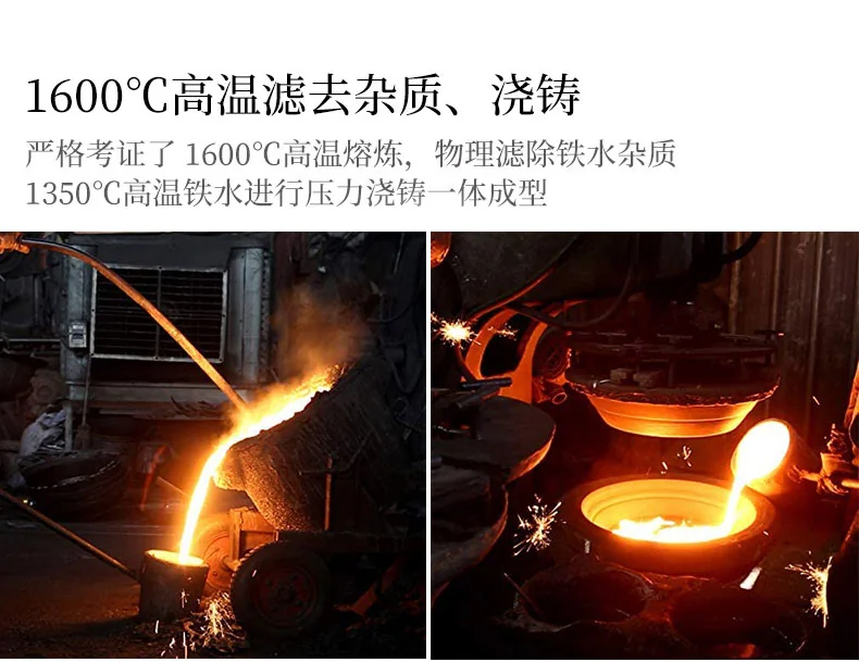 Zhensnahuan double ear cast iron pot Handmade cast iron pot with moiré pattern Uncoated Lightweight and durable Special for open fire 32/36/38/40cm detail image 5