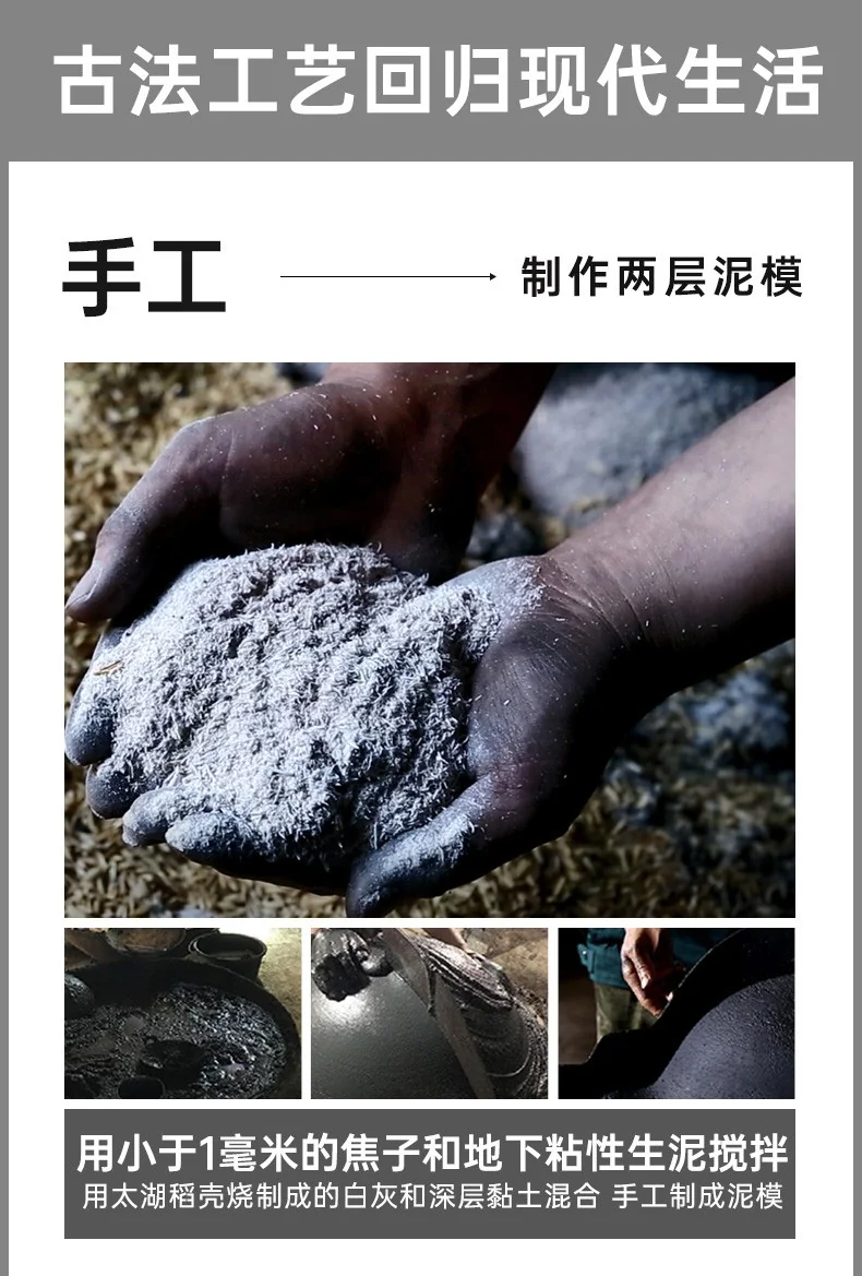 臻三环 章丘铁锅物理不粘锅炒锅 铸铁锅家用炖锅 双耳老式加深炒菜锅 26cm detail image 3