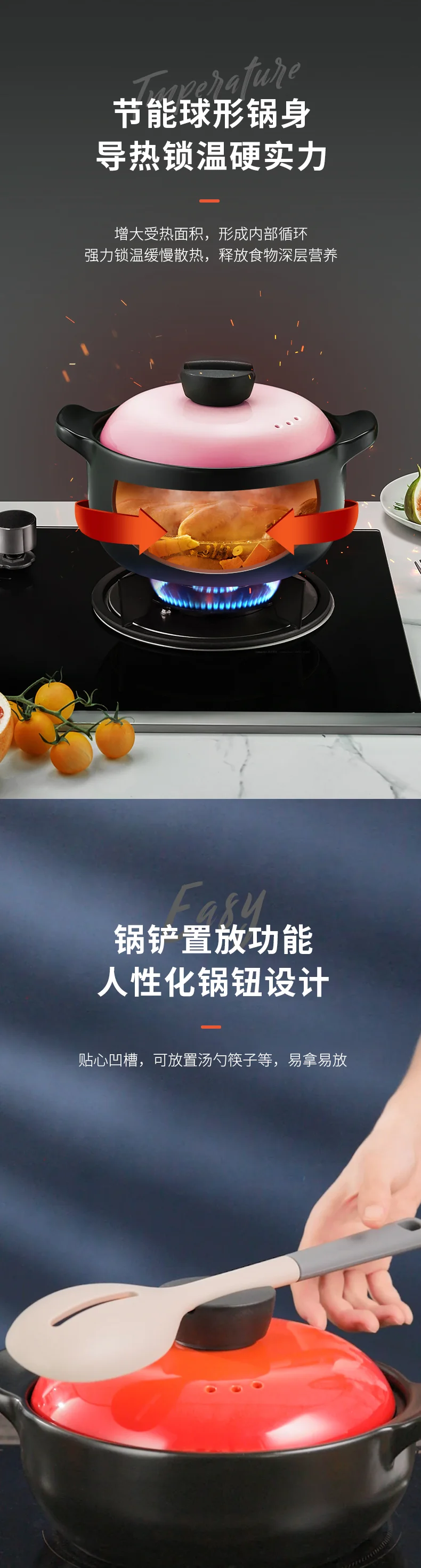 ASD爱仕达甄陶Ⅲ系列砂锅 蜜黄色4.5L高汤煲 RXC45B3Q detail image 4