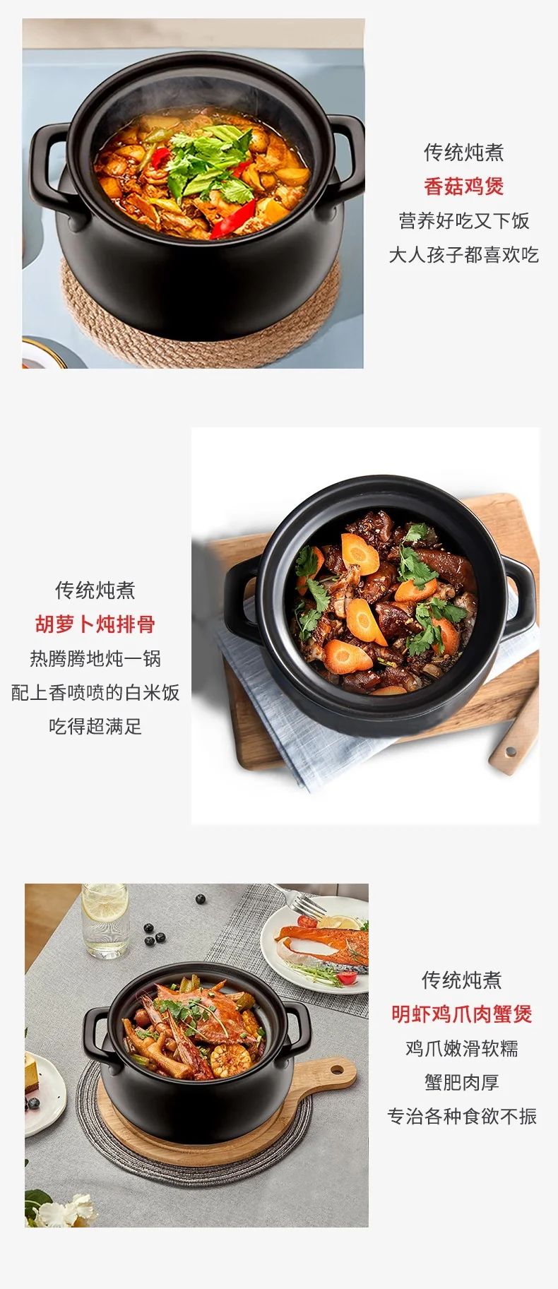 ASD, Natural ceramic casserole soup pot, Health pot, RXC60C1J, Rapid cold and rapid, Heat is not easy to crack, Heat storage and insulation, 6.0L detail image 6