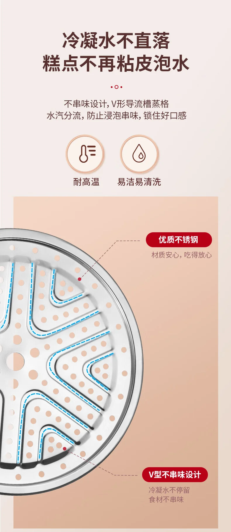ASD爱仕达 304不锈钢蒸锅 蒸笼二层 燃气电磁炉通用锅具 32CM detail image 10