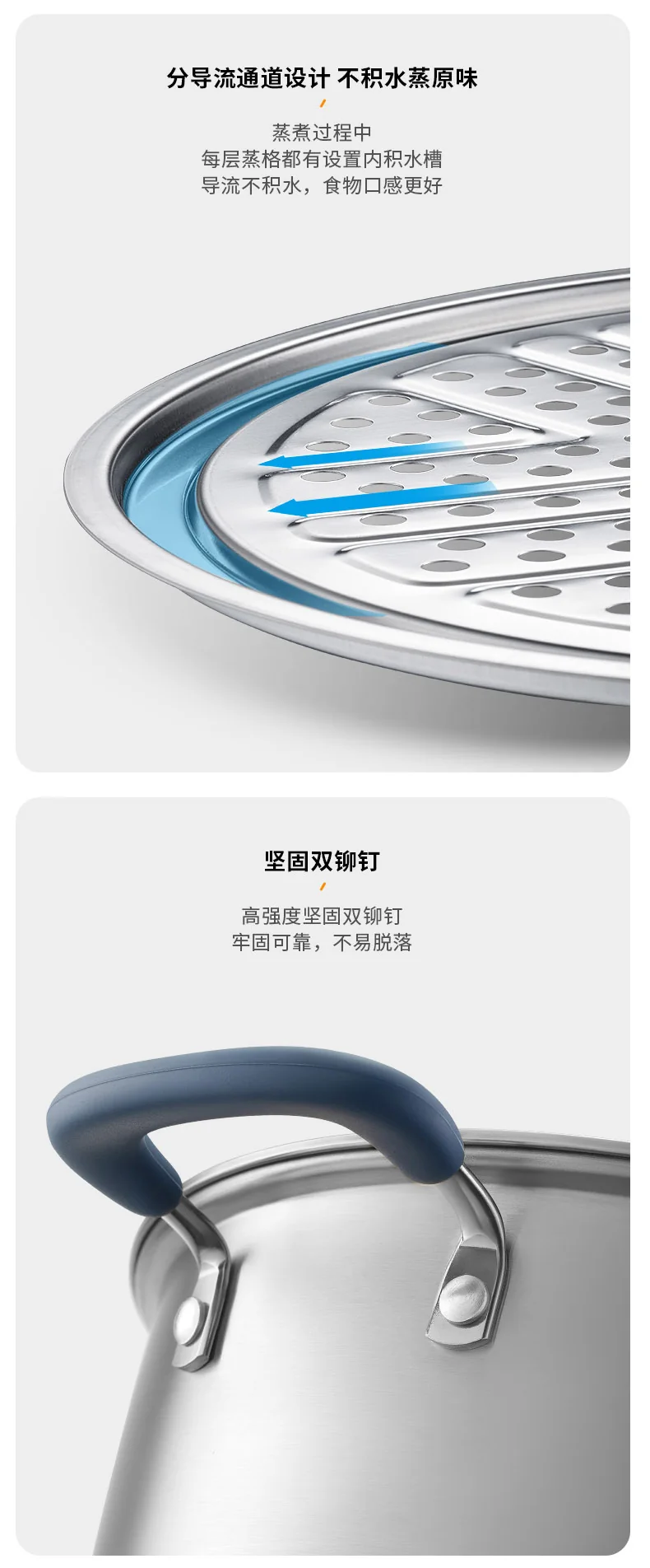 ASD, Three-layer multi-bottom stainless steel steamer, Heightened, Large capacity, No smell, Easy to store, 32cm detail image 17