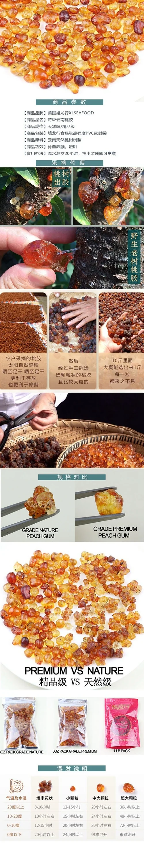 XLseafood Yunnan natural wild peach gum, nourish yin and blood, detox and beautify, boutique level detail image 1