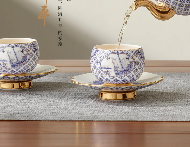 【中国直邮，时效10-15天】Auratic 国瓷永丰源先生瓷-四海升平6头中式茶具 detail image 2