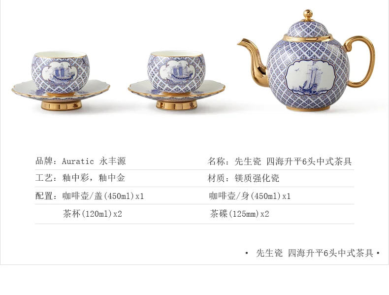 【中国直邮，时效10-15天】Auratic 国瓷永丰源先生瓷-四海升平6头中式茶具 detail image 4