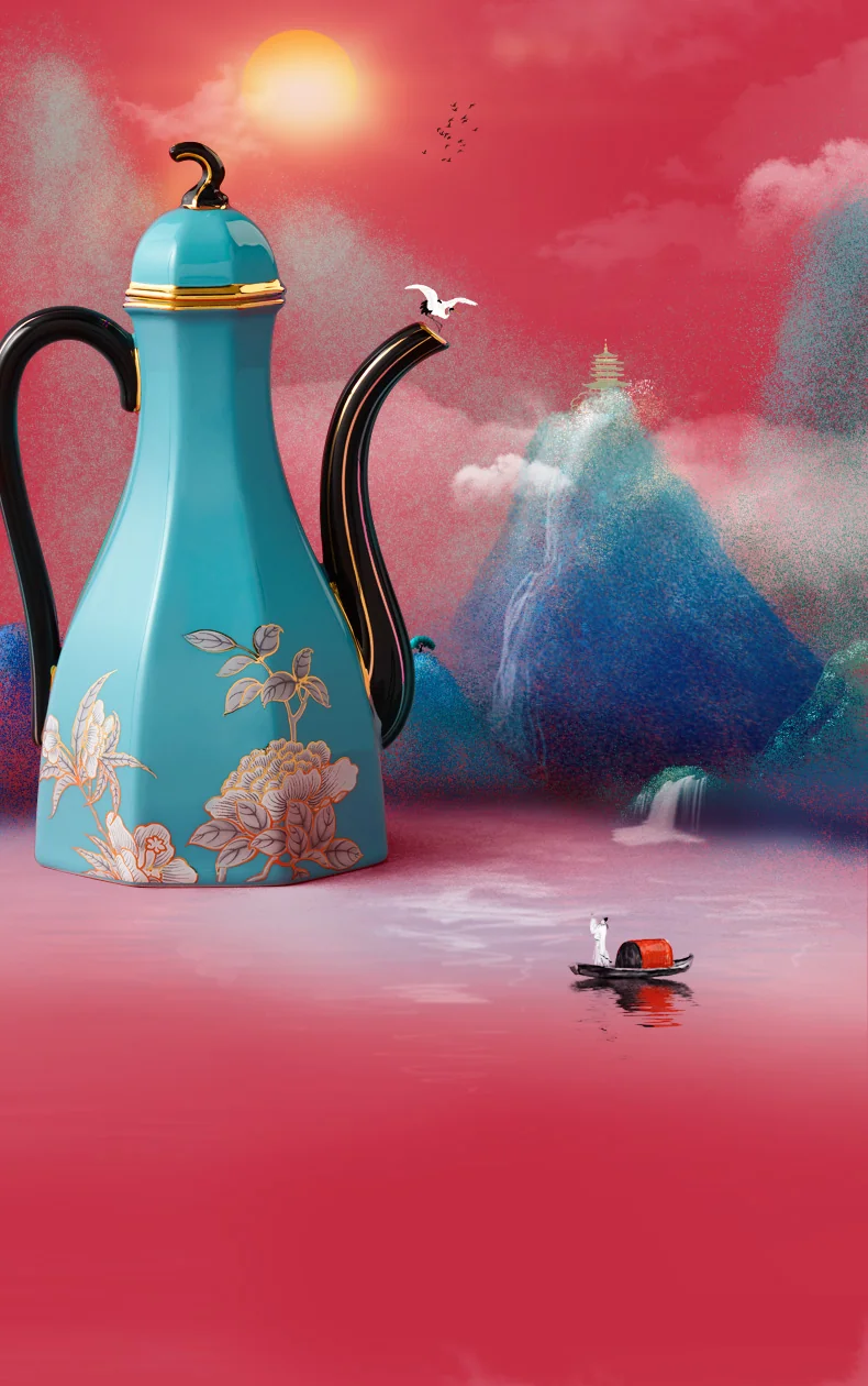 【中国直邮，时效10-15天】Auratic 国瓷永丰源水墨牡丹12头酒具（380ml） detail image 5