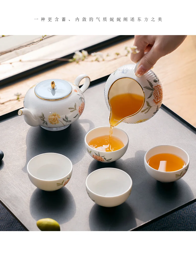 【中国直邮，时效10-15天】Auratic 国瓷永丰源幸福礼-月亮时光8头茶具（4人位-圆丰版） detail image 7