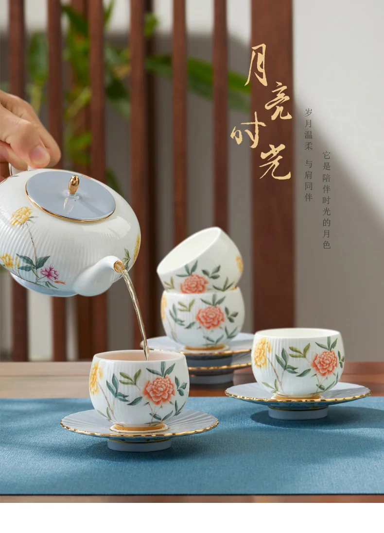 【中国直邮，时效10-15天】Auratic 国瓷永丰源月亮时光14头茶具（6人位） detail image 1