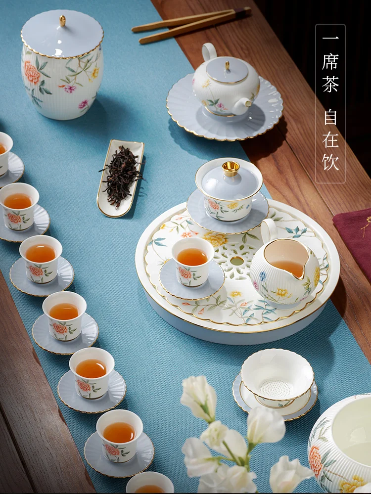 【中国直邮，时效10-15天】Auratic国瓷永丰源月亮时光36头茶具整套功夫茶具套装（10人位） detail image 10
