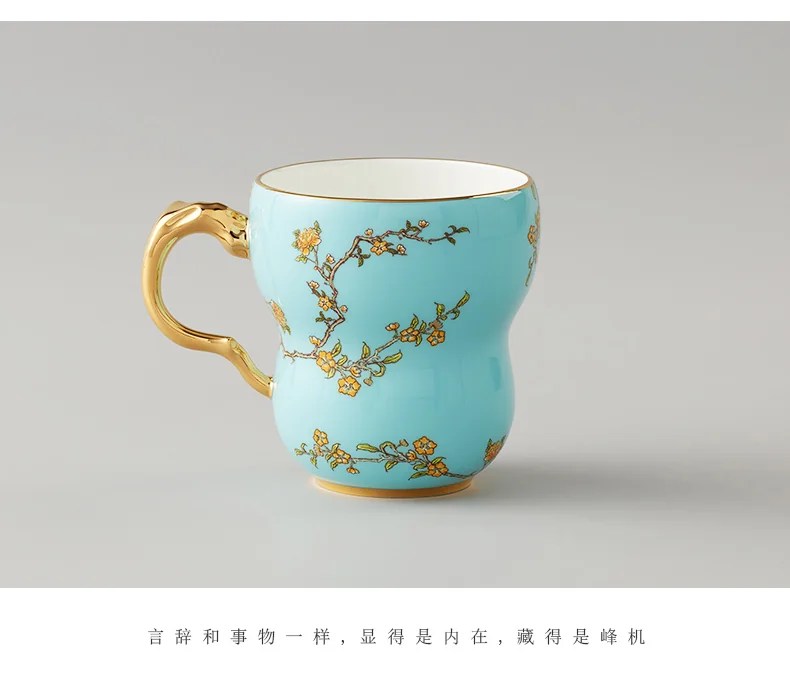 [Direct mail from China, delivery time is 10-15 days] Auratic Yongfengyuan Lady Porcelain West Lake Blue Orchid Heart Single Cup (280ml) detail image 13