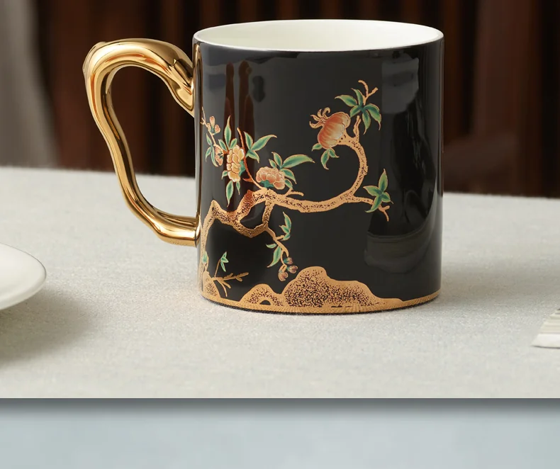 【China Direct Shipping, 10-15 days】Auratic Guochen Yongfengyuan Lady Porcelain Pomegranate Home Mug (350ml) detail image 2