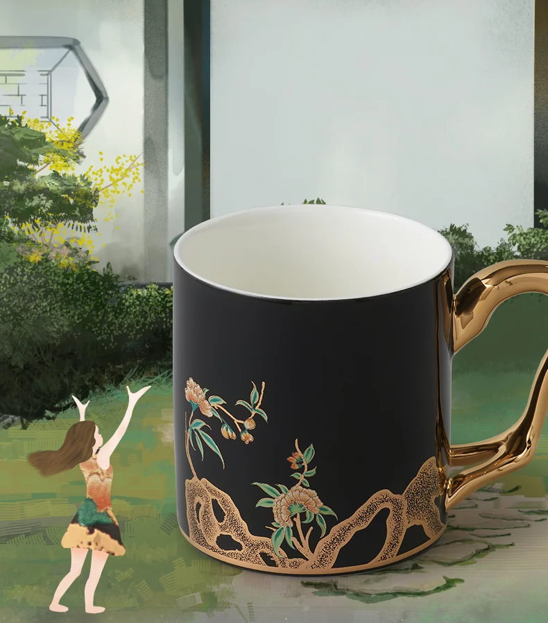 【China Direct Shipping, 10-15 days】Auratic Guochen Yongfengyuan Lady Porcelain Pomegranate Home Mug (350ml) detail image 6