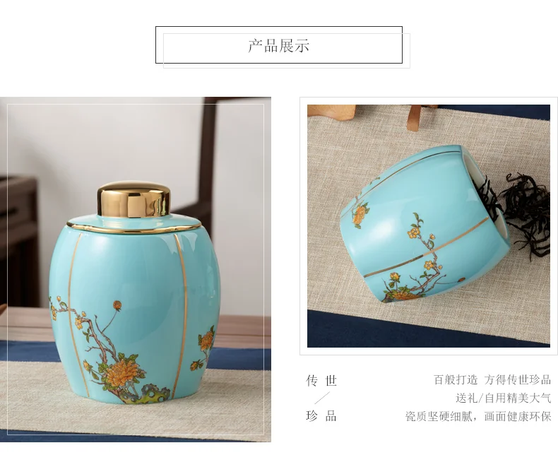 [China Direct Shipping, 5-7 days] [China Direct Shipping, 5-7 days] Auratic China Porcelain Yongfengyuan West Lake Blue 2 Heads Tea Canister (800ml) detail image 6