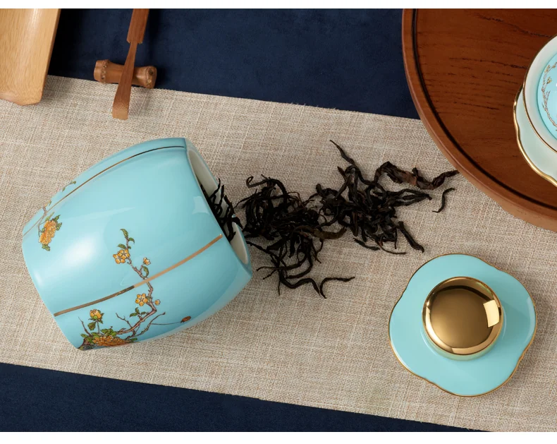 [China Direct Shipping, 5-7 days] [China Direct Shipping, 5-7 days] Auratic China Porcelain Yongfengyuan West Lake Blue 2 Heads Tea Canister (800ml) detail image 8