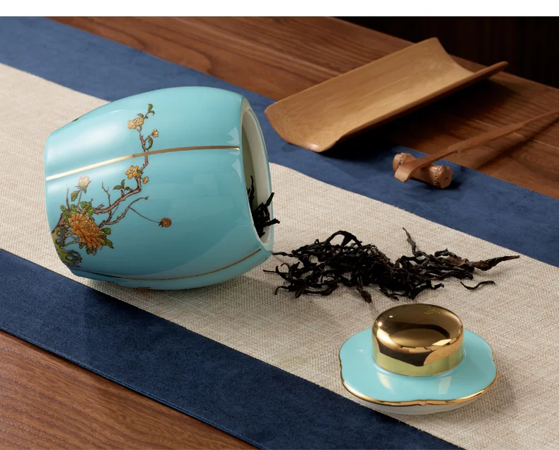 [China Direct Shipping, 5-7 days] [China Direct Shipping, 5-7 days] Auratic China Porcelain Yongfengyuan West Lake Blue 2 Heads Tea Canister (800ml) detail image 9