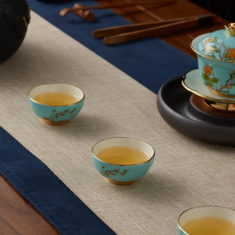 [China Direct Shipping, 5-7 days] Auratic China Porcelain Yongfengyuan 9-head Tea Set in West Lake Blue detail image 7