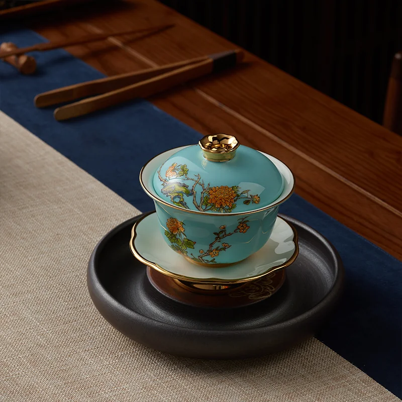 [China Direct Shipping, 5-7 days] Auratic China Porcelain Yongfengyuan 9-head Tea Set in West Lake Blue detail image 8