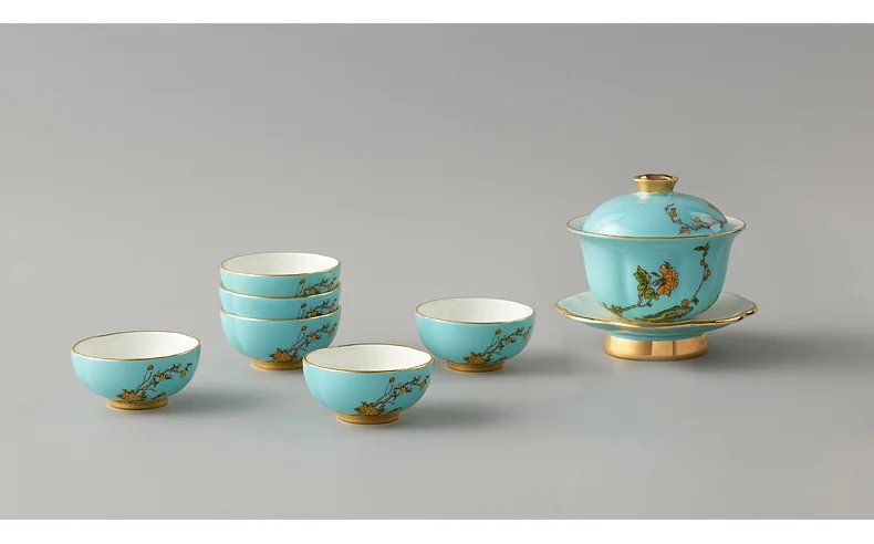 [China Direct Shipping, 5-7 days] Auratic China Porcelain Yongfengyuan 9-head Tea Set in West Lake Blue detail image 9