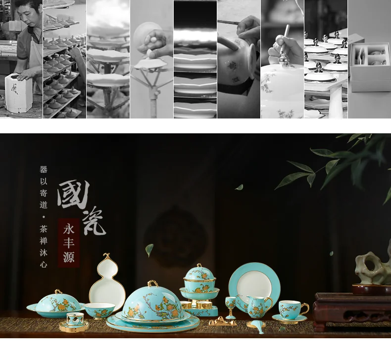 [China Direct Shipping, 5-7 days] Auratic China Porcelain Yongfengyuan Lady Porcelain Westlake Blue 24 Heads Single Combination Set Deluxe Edition detail image 17