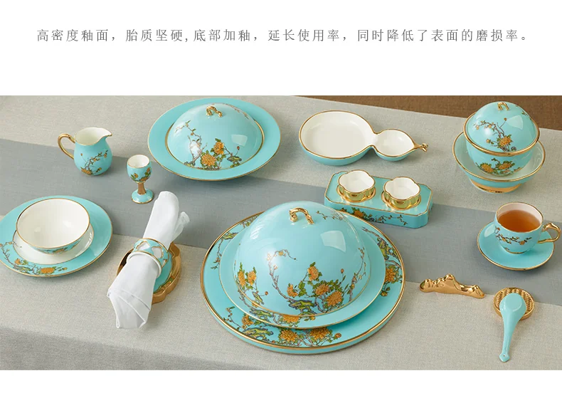 [China Direct Shipping, 5-7 days] Auratic China Porcelain Yongfengyuan Lady Porcelain Westlake Blue 24 Heads Single Combination Set Deluxe Edition detail image 7