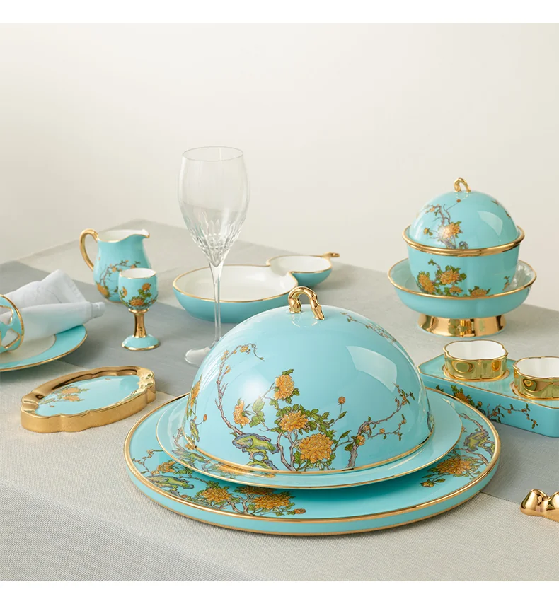 [China Direct Shipping, 5-7 days] Auratic China Porcelain Yongfengyuan Lady Porcelain Westlake Blue 24 Heads Single Combination Set Deluxe Edition detail image 8