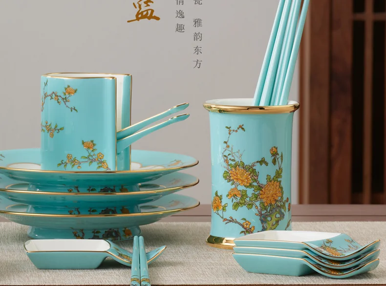 [China Direct Shipping, 5-7 days] Auratic China Porcelain Yongfengyuan Lady Porcelain Westlake Blue 29 Heads Chinese Household Tableware Set detail image 2
