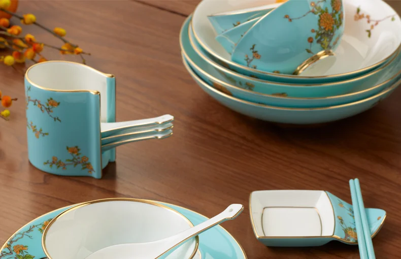 [China Direct Shipping, 5-7 days] Auratic China Porcelain Yongfengyuan Lady Porcelain Westlake Blue 29 Heads Chinese Household Tableware Set detail image 7
