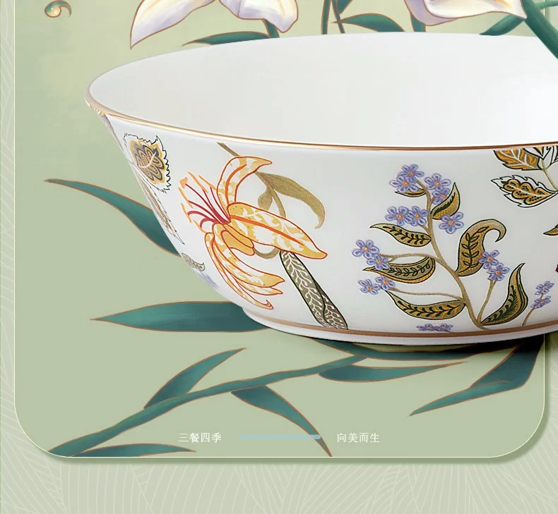 Auratic, Happiness Gift · Spring Blossoms, 44  pieces Tableware Bowls, Plates, Spoons, Chinese Household Tableware Set, Gift Set detail image 10