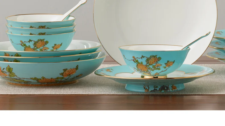 【Direct shipping from China, 5-7 days】Auratic China Porcelain Yongfengyuan Lady Porcelain West Lake Blue 44 Heads Tableware (6 persons) detail image 12