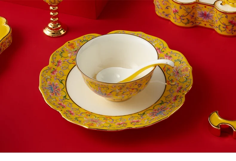 [China direct mail, time limit 5-7 days] AURATIC, Mr. Porcelain New Palace Porcelain 69-head Middle Cutlery Set, Luxury Edition Ceramic Dinnerware for 6 detail image 7