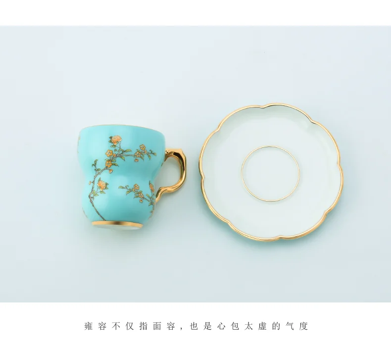 [Direct mail from China, delivery time is 10-15 days] Auratic China Porcelain Yongfengyuan single cup with 2 heads of orchid heart in West Lake blue detail image 11