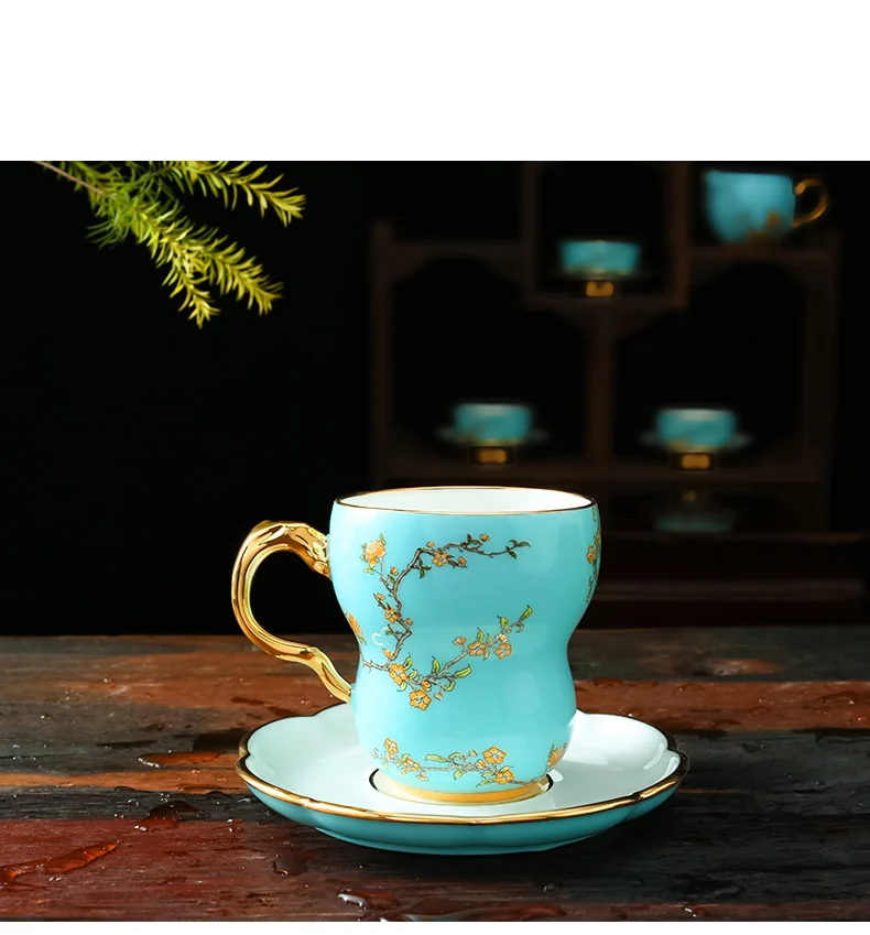 [Direct mail from China, delivery time is 10-15 days] Auratic China Porcelain Yongfengyuan single cup with 2 heads of orchid heart in West Lake blue detail image 12