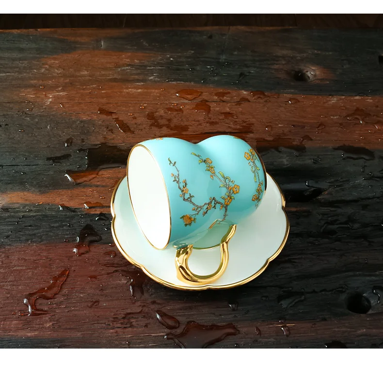 [Direct mail from China, delivery time is 10-15 days] Auratic China Porcelain Yongfengyuan single cup with 2 heads of orchid heart in West Lake blue detail image 13