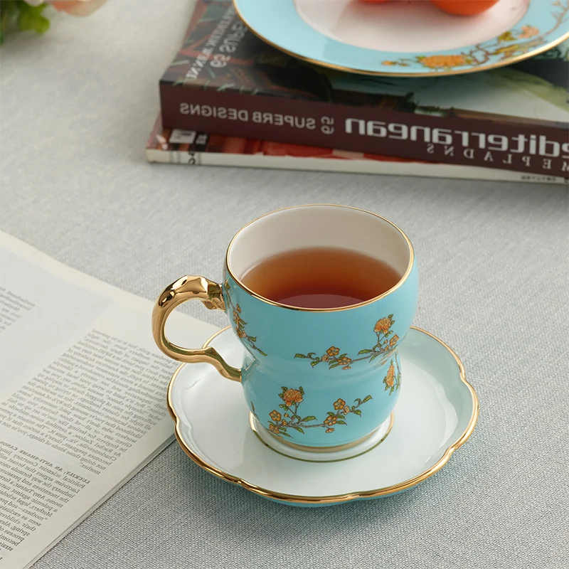 [Direct mail from China, delivery time is 10-15 days] Auratic China Porcelain Yongfengyuan single cup with 2 heads of orchid heart in West Lake blue detail image 14