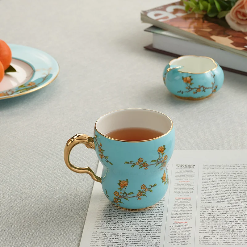 [Direct mail from China, delivery time is 10-15 days] Auratic China Porcelain Yongfengyuan single cup with 2 heads of orchid heart in West Lake blue detail image 15