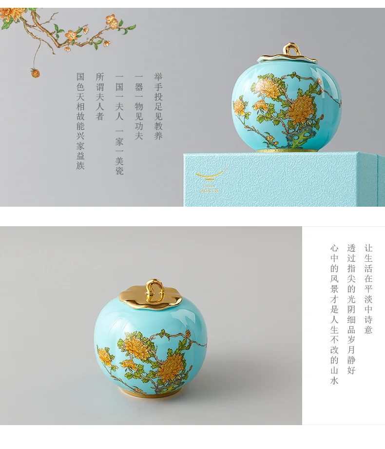 [China Direct Shipping, 5-7 days] [China Direct Shipping, 5-7 days] Auratic China Porcelain Yongfengyuan West Lake Blue 2 Heads Tea Canister (600ml) detail image 10