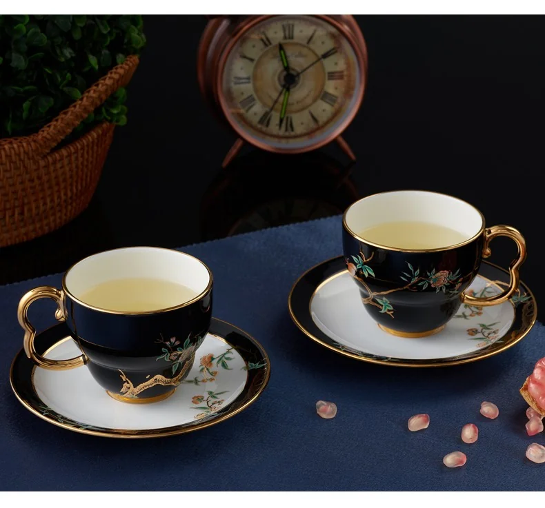 【China Direct Shipping, 10-15 days】Auratic China Porcelain Yongfengyuan Lady Porcelain Pomegranate Home 2 Tea Cups and Saucers (160ml) detail image 4