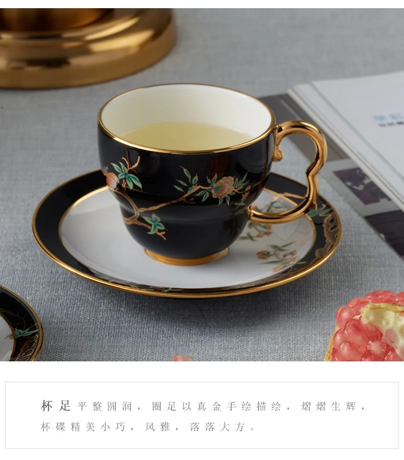 【China Direct Shipping, 10-15 days】Auratic China Porcelain Yongfengyuan Lady Porcelain Pomegranate Home 2 Tea Cups and Saucers (160ml) detail image 5
