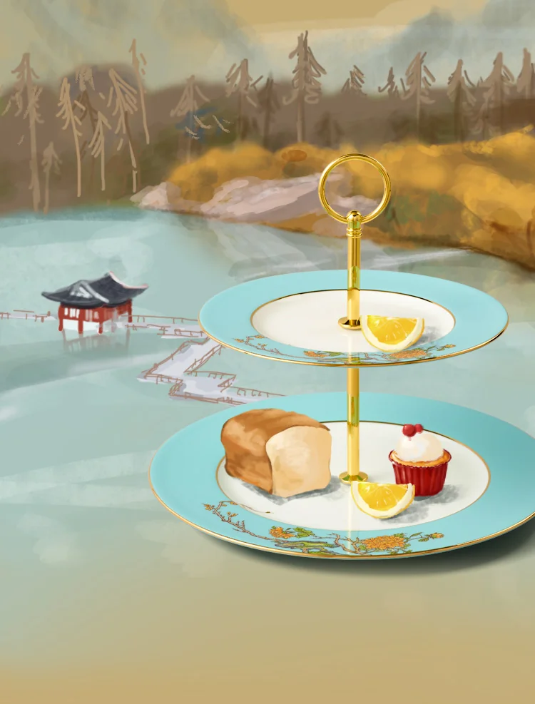 [China Direct Shipping, 5-7 days] Auratic China Porcelain Yongfengyuan 2-head Cake Set in West Lake Blue detail image 7