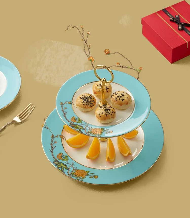 [China Direct Shipping, 5-7 days] Auratic China Porcelain Yongfengyuan 2-head Cake Set in West Lake Blue detail image 9