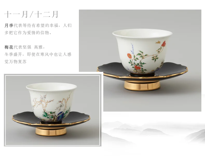 【China Direct Shipping, 10-15 days】Auratic Guochen Yongfengyuan Lady Porcelain Pomegranate Home 2 Heads Travelling Tea Set (12 Flower Patterns) detail image 15