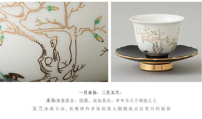 【China Direct Shipping, 10-15 days】Auratic Guochen Yongfengyuan Lady Porcelain Pomegranate Home 2 Heads Travelling Tea Set (12 Flower Patterns) detail image 9