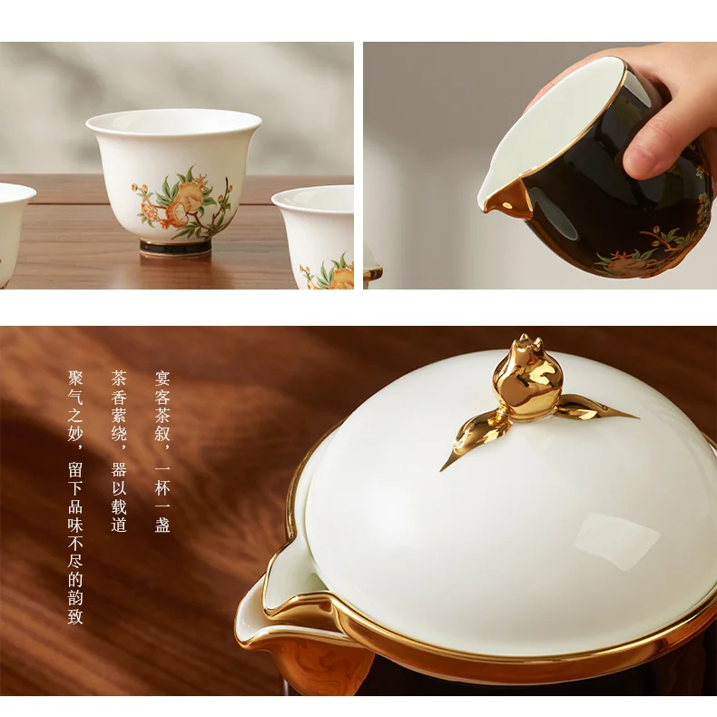 [China Direct Shipping, Time Limit 5-7 Days] Auratic Guochen Yongfengyuan Lady's Porcelain Pomegranate Homestead 6 Heads Travel Set (210ml) detail image 10