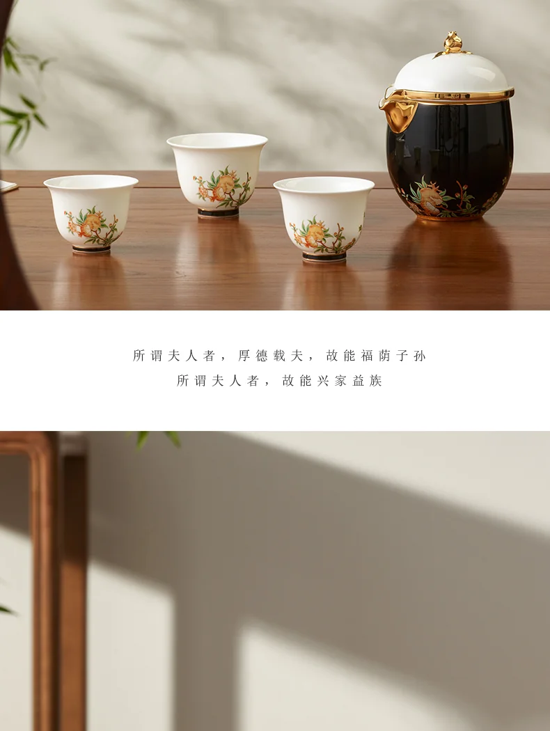 [China Direct Shipping, Time Limit 5-7 Days] Auratic Guochen Yongfengyuan Lady's Porcelain Pomegranate Homestead 6 Heads Travel Set (210ml) detail image 12